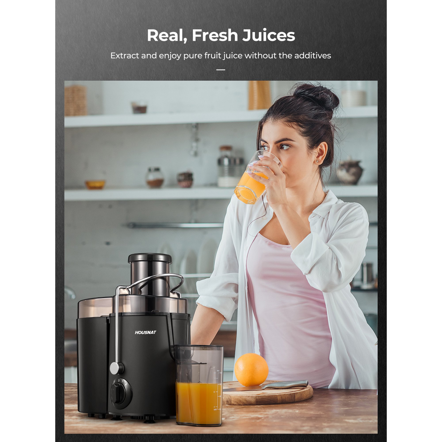 Juicer Machine with Wide Mouth 3" Feed Chute for Fruits and Vegetables, Black