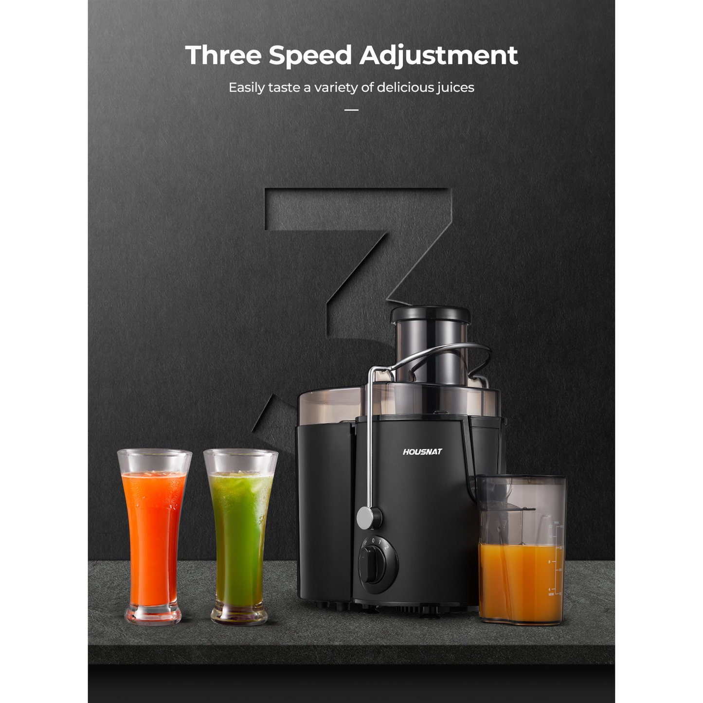 Juicer Machine with Wide Mouth 3" Feed Chute for Fruits and Vegetables, Black