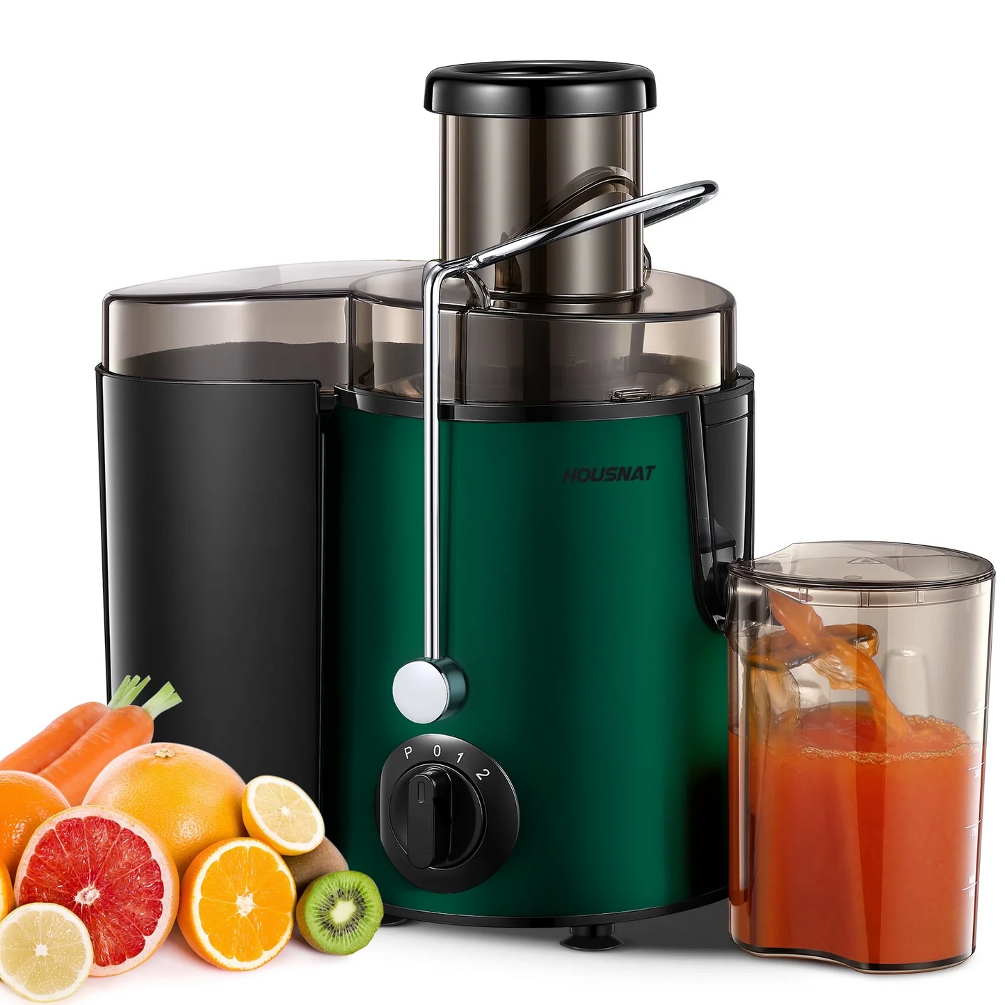 Juicer Machine with Wide Mouth 3" Feed Chute for Fruits and Vegetables, Green