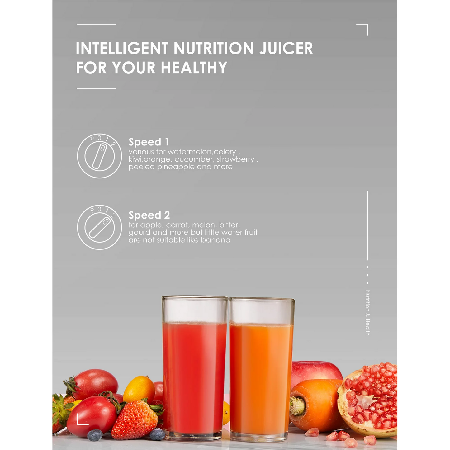 Juicer Centrifugal Juicer Machine Wide 3โ Feed Chute Juice Extractor Easy to Clean, Fruit Juicer with Pulse Function and Multi-Speed Control, Anti-Drip, Stainless Steel BPA-Free