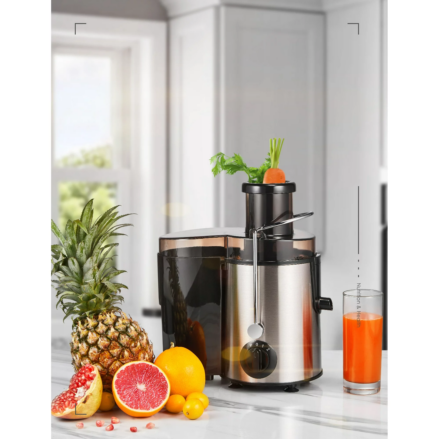 Juicer Centrifugal Juicer Machine Wide 3โ Feed Chute Juice Extractor Easy to Clean, Fruit Juicer with Pulse Function and Multi-Speed Control, Anti-Drip, Stainless Steel BPA-Free