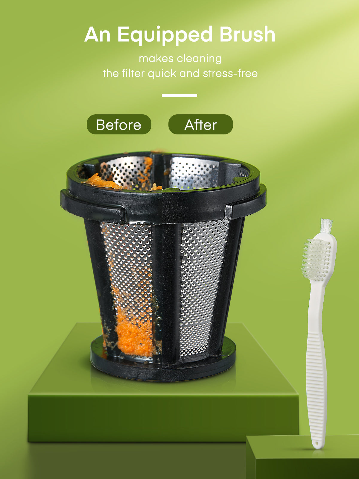 an equipped brush, Juicer Machines, HOUSNAT Professional Celery Slow Masticating Juicer Extractor Easy to Clean, Cold Press Juicer with Quiet Motor and Reverse Function for Fruit & Vegetable, Brushes & Recipes Included, Grey