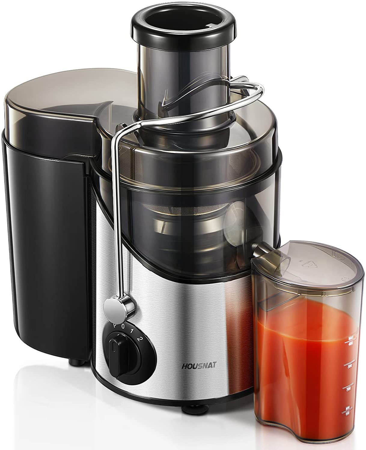 Juicer Machine, Juicers Easy to Clean, HOUSNAT Centrifugal Extractor Juicer 3 Speeds with Big Mouth 3" Feed Chute, Juicer Extractor for Fruits & Vegs, Electric Juicer with Anti-Slip, BPA-Free