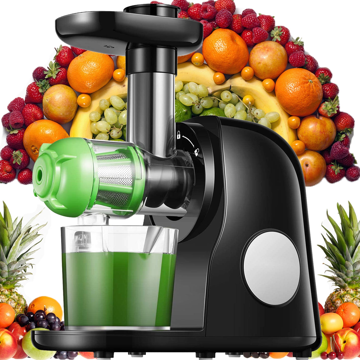 slow juicer Easy to Clean with Brush, Cold Press Juicer with Quiet Motor