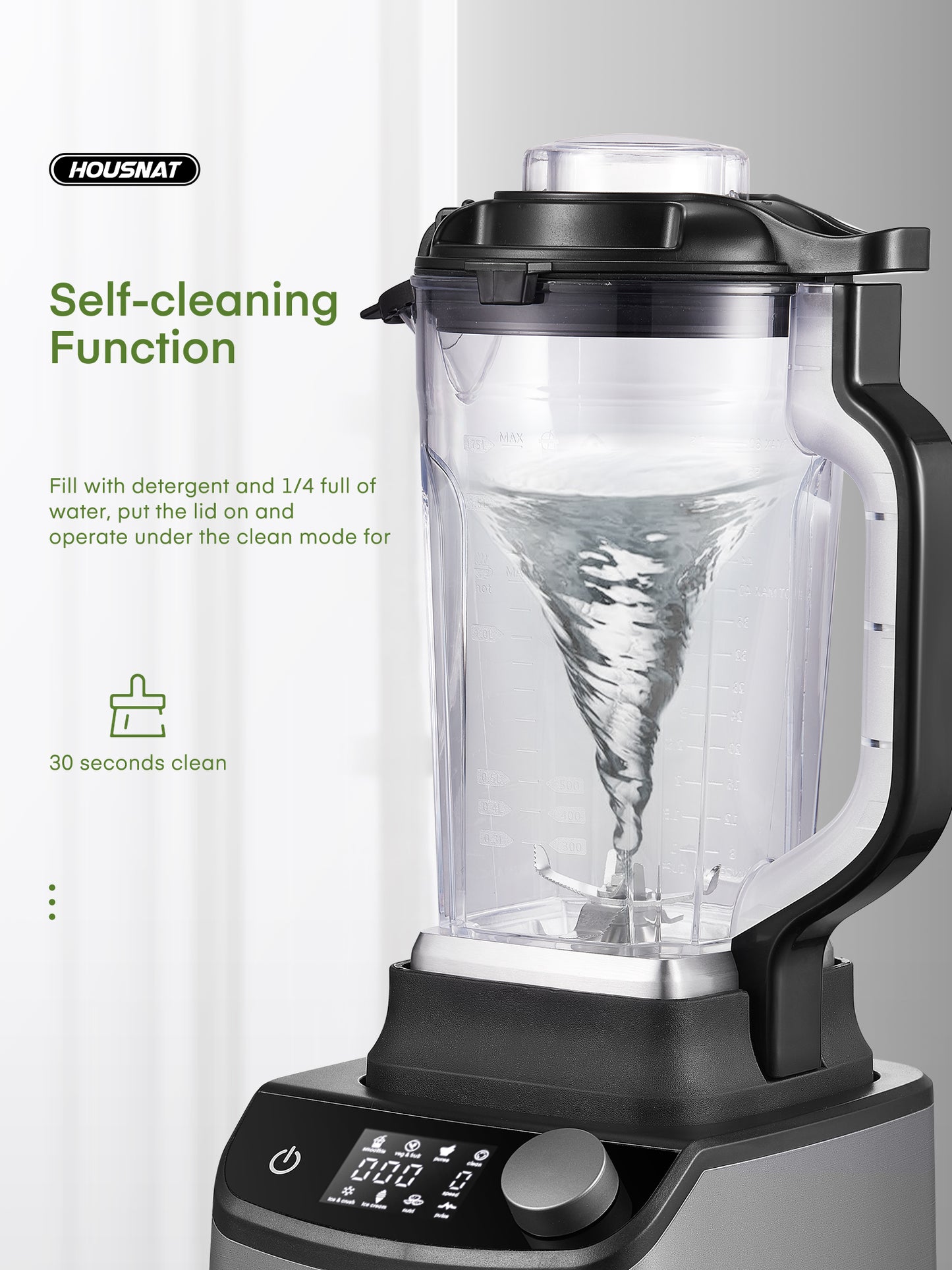 Smoothie Blender, Blender for Shakes and Smoothies, 1200W Professional HOUSNAT Countertop Blender for Kitchen, 8 Smart Presets, 8 Speeds, 60OZ BPA Free Pitcher, Infinite Rotary Control