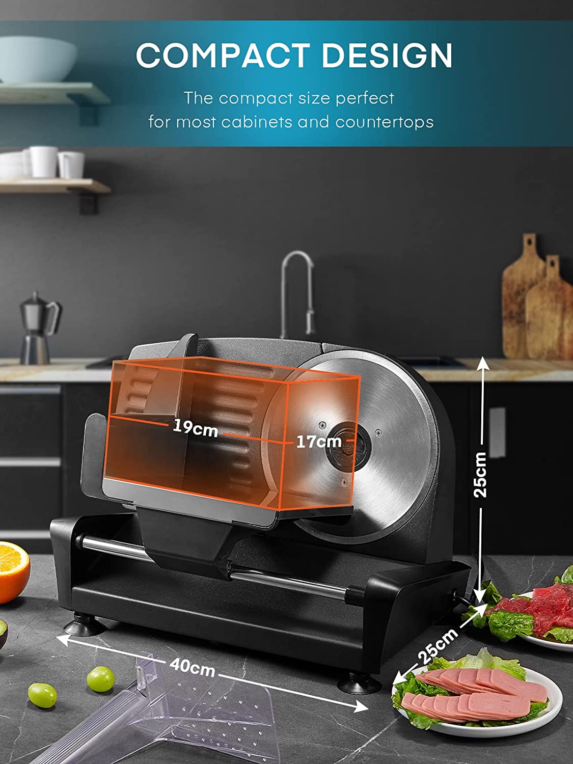 Meat Slicer, Housnat Kitchen Pro 200W Electric Deli Food Slicer with T –  HOUSNAT
