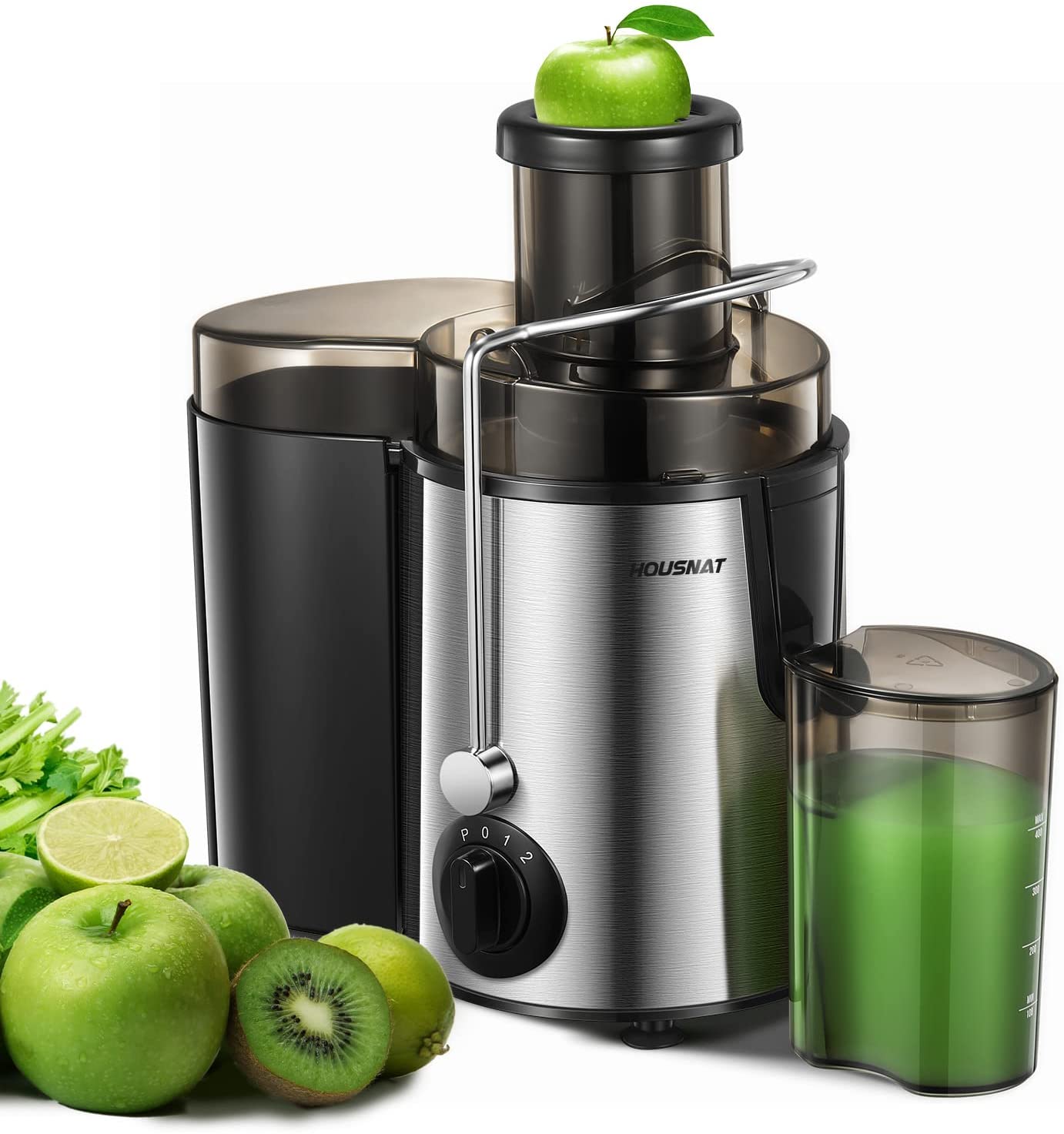Juicer, HOUSNAT Juicer Machines Vegetable and Fruit with 3-Speed Setting, Upgraded Version 400W Motor Quick Juicing, Juicing Recipe Included