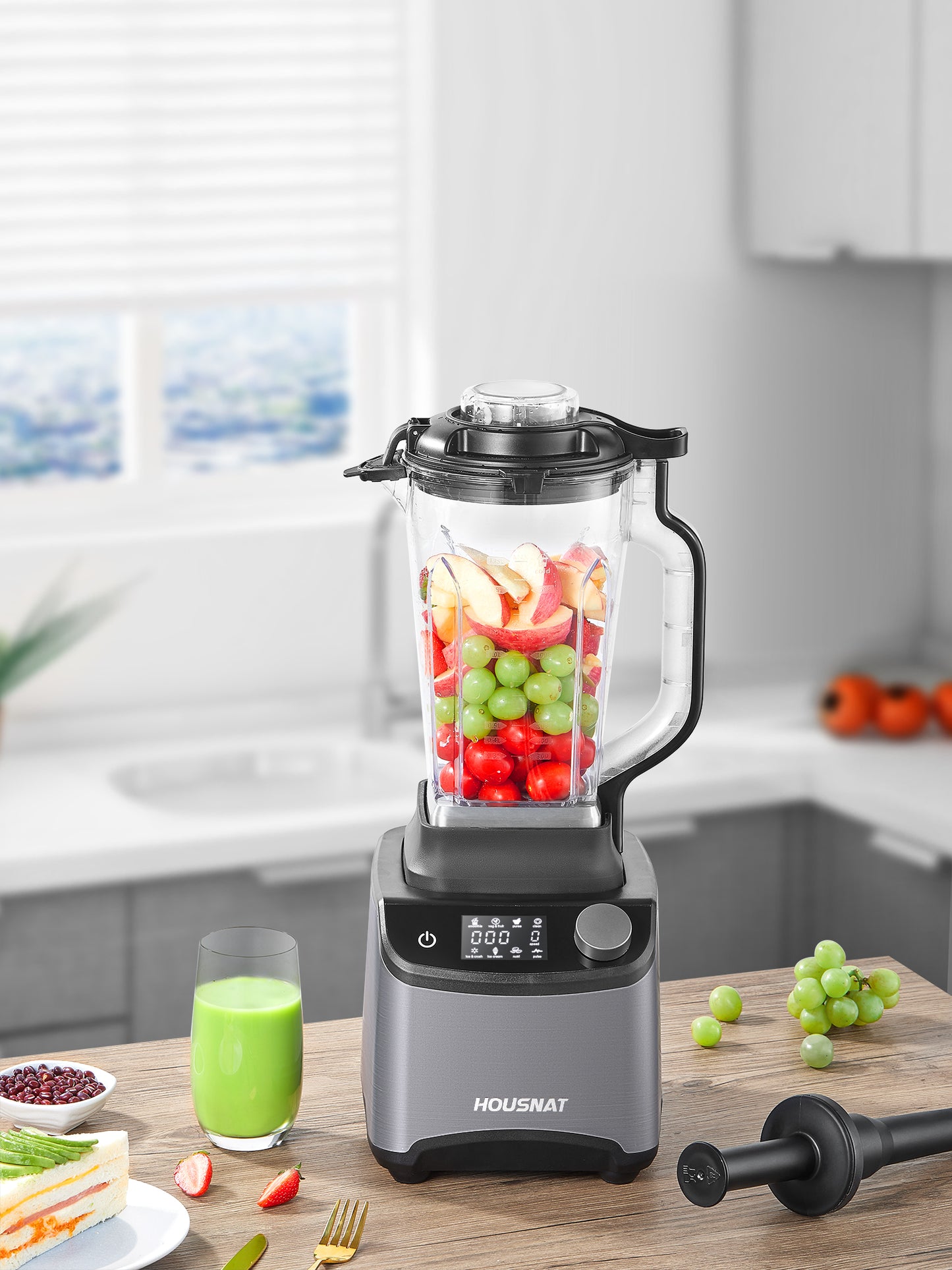 Smoothie Blender, Blender for Shakes and Smoothies, 1200W Professional HOUSNAT Countertop Blender for Kitchen, 8 Smart Presets, 8 Speeds, 60OZ BPA Free Pitcher, Infinite Rotary Control
